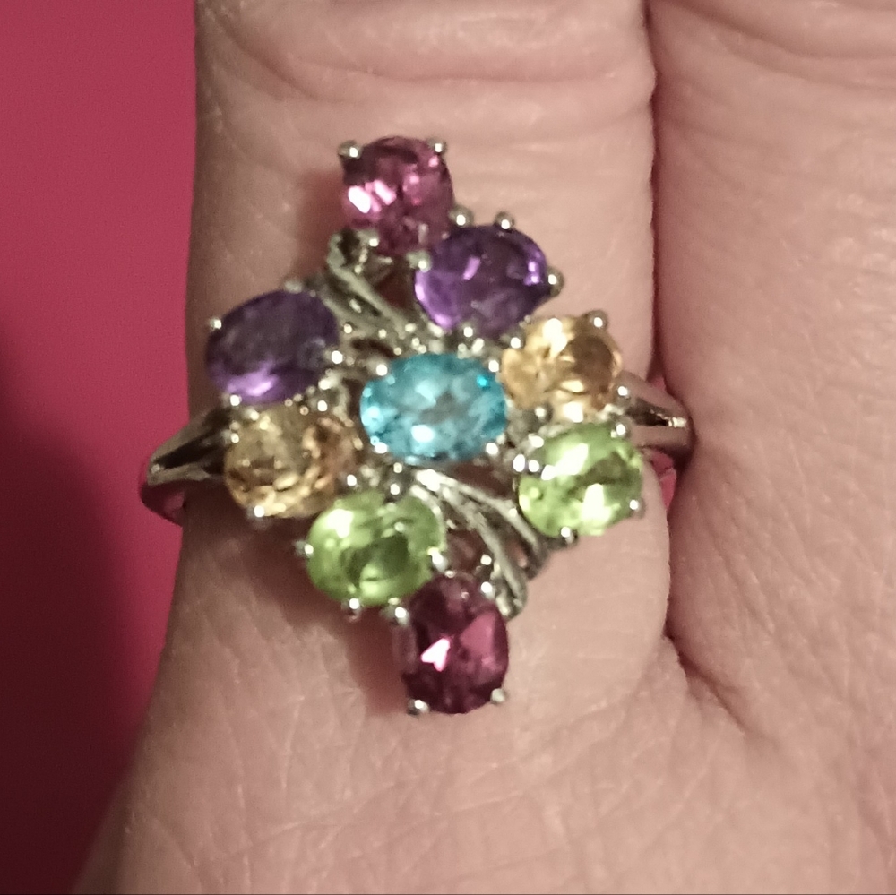 Multi Gemstone Ring, - image 1